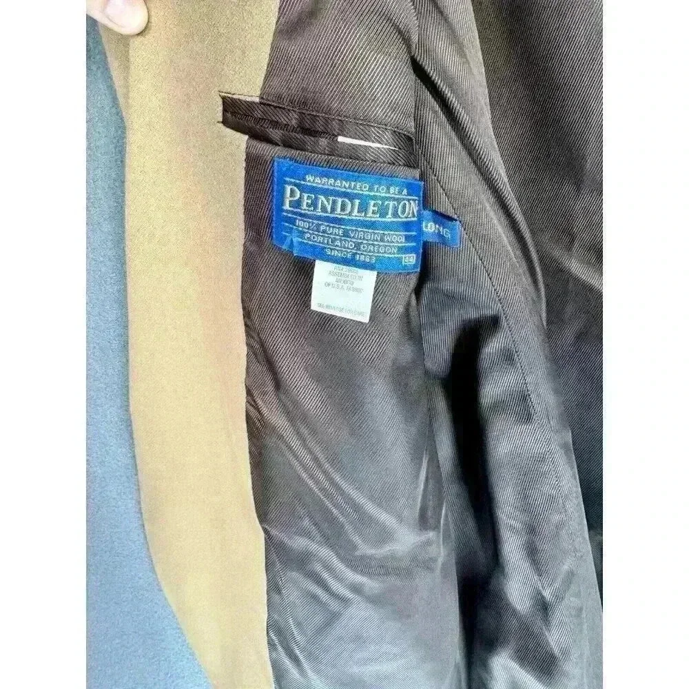 Pendleton Wool Blazer Jacket Size 44 Long Sportcoat Khaki Tan Gold 2 Button EUC